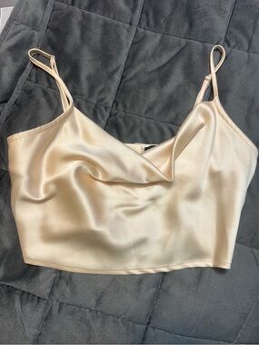 Forever 21 Champagne Satin Cropped Cami